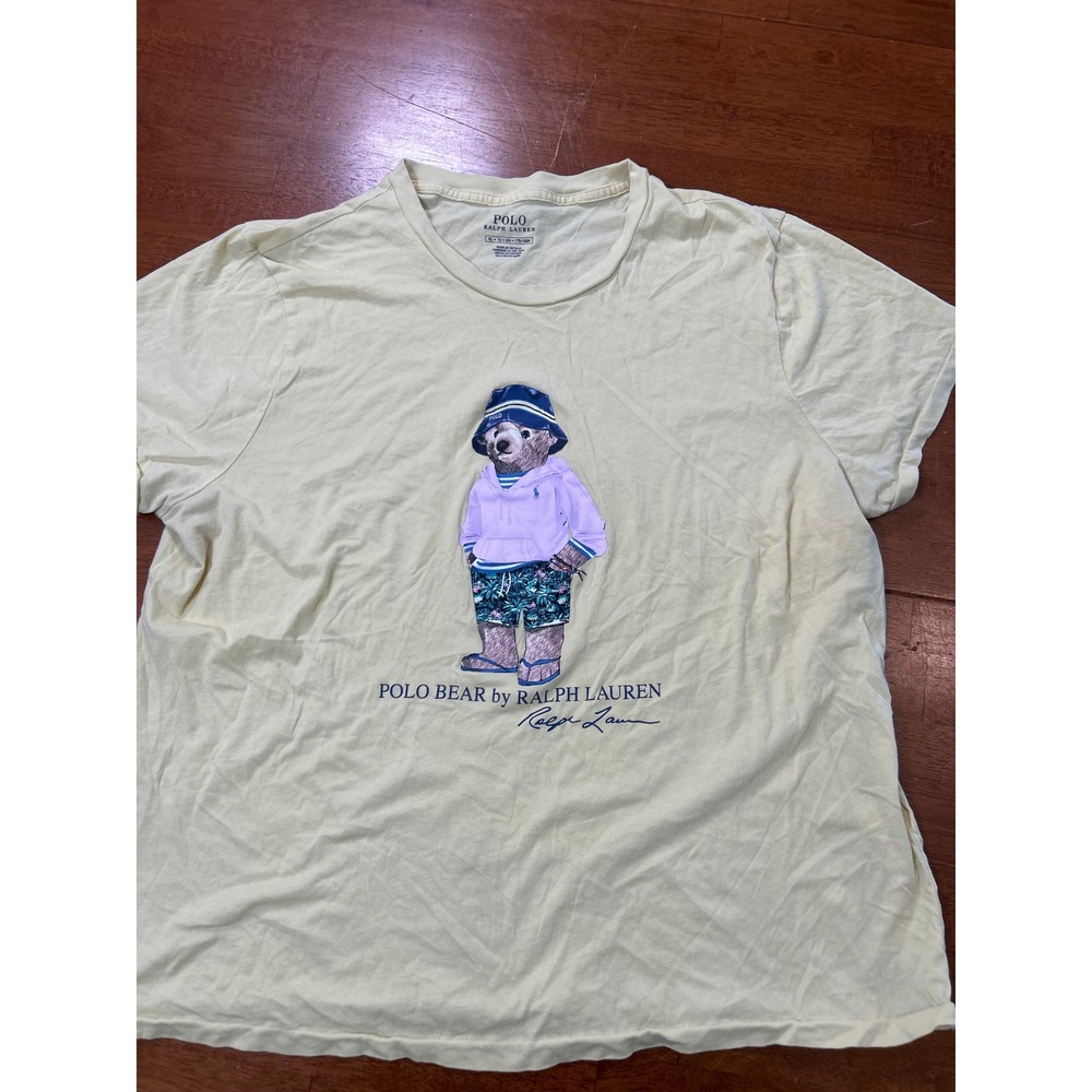 Polo Ralph Lauren T-Shirt Mens XL Yellow Polo Bear Graphic Short Sleeve Tee - Picture 5 of 9